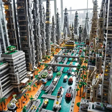 a wonderful futuristic city made of lego