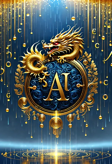 gorgeous wallpaper design，（it&#39;s raining like crazy，there are lots and lots of golden letters：1.37），heavy rain pours gold wir...