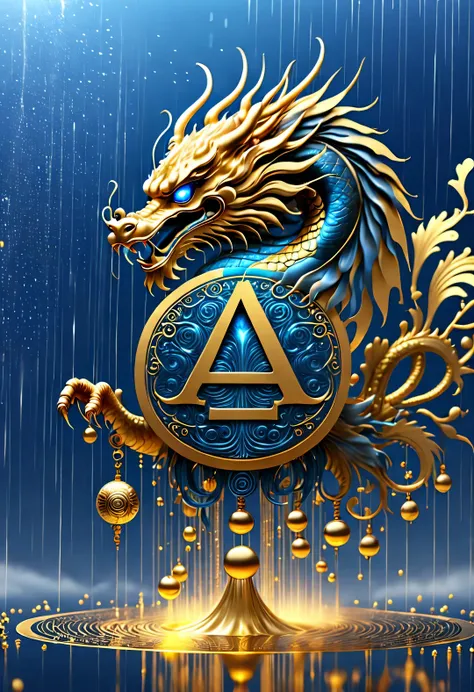 gorgeous wallpaper design，（it&#39;s raining like crazy，there are lots and lots of golden letters：1.37），heavy rain pours gold wir...