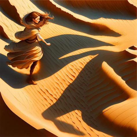 Woman из песка, Woman, drawn in sand, sand, blown by the wind