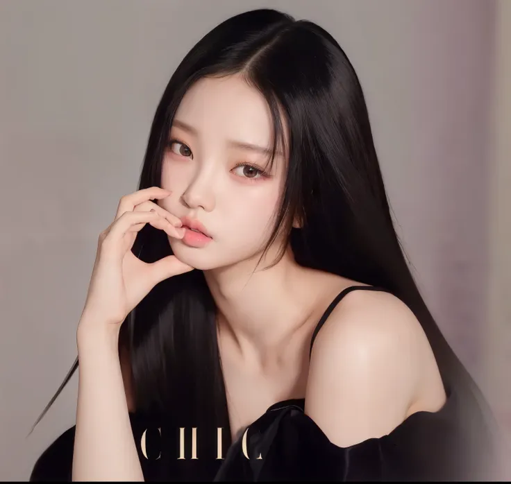 um close up de uma mulher com longos cabelos pretos e um vestido preto, jennie blackpink, heonhwa choe, ulzzang, choi, jinyoung ...