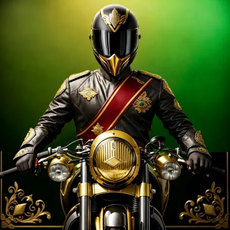 Nome da marca: Sawar Moto
Estilo: Classic, sofisticado
Cores: Preto, dourado, vermelho
Elementos:
Um cavaleiro elegantemente vestido, usando roupas de motociclismo e capacete, posicionado de frente, conveying confidence and authority.
A moto, vista de ...