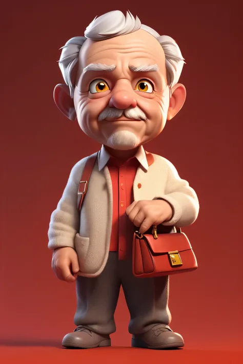 3dcharacter,(1man, wrinkled face, old  male:1.2),   __eyecolor__ eyes, gray __hair-male__, ,purse,(full body:1.2),simple background, masterpiece,best quality,(light Red gradient background:1.1)