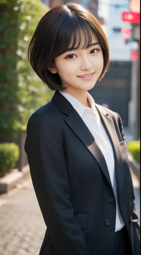 Best-quality, Masterpiece, Ultra-High-Resolution, (Photorealistic:1.4), Raw-Photo, 1girl, the most famous Japanese idol, 15-years-old, extremely cute face, extremely beautiful big-black-solid-circle-eyes, extremely beautiful black-short-cut-haired, extreme...