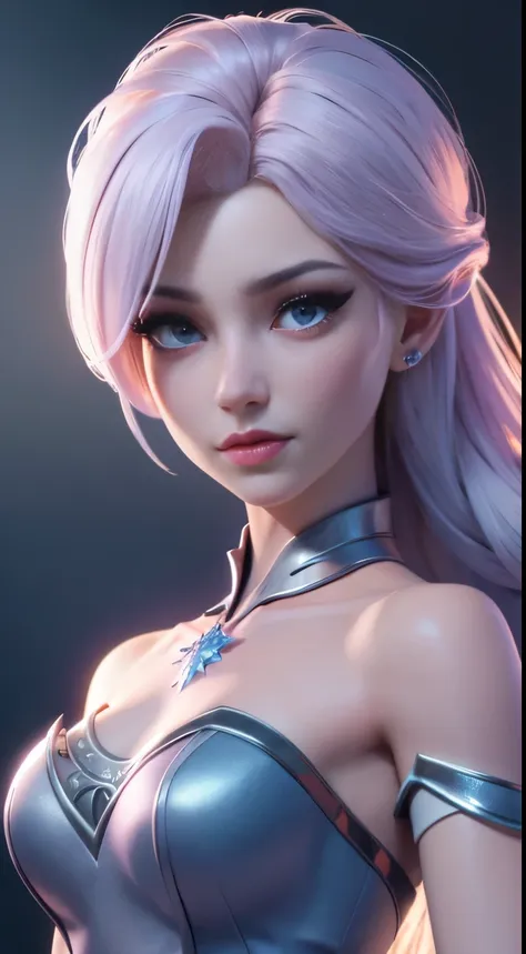 (elsa frozen-rose quartz su mezclando modelos .) (ultra fusión) highly detailed cg unity 8k wallpaper, style shot, complex, high...