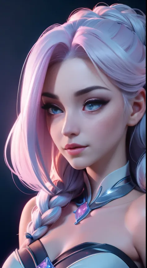 (elsa frozen-rose quartz su mezclando modelos .) (ultra fusión) highly detailed cg unity 8k wallpaper, style shot, complex, high...