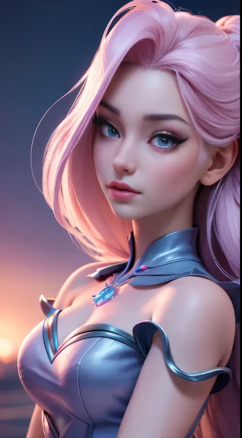 (elsa frozen-rose quartz su mezclando modelos .) (ultra fusión) highly detailed cg unity 8k wallpaper, style shot, complex, high...