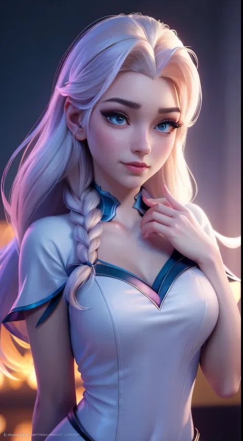 (elsa frozen-rose quartz su mezclando modelos .) (ultra fusión) highly detailed cg unity 8k wallpaper, style shot, complex, high...