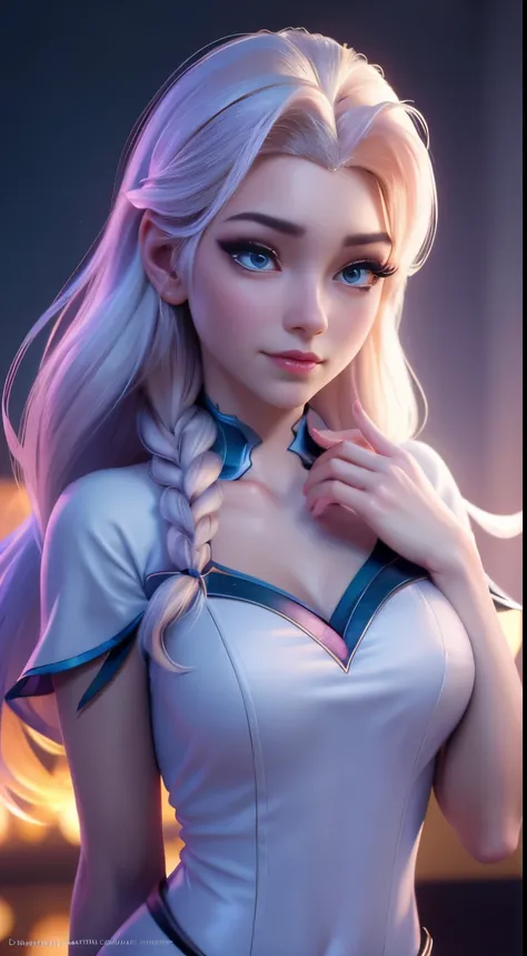 (elsa frozen-rose quartz SU mezclando modelos .) (ultra FUSIÓN) Highly detailed CG unity 8k wallpaper, style shot, complex, high detail, dramatic, highest quality movie still image, very detailed, masterpiece, best quality, character design, Elsa, Elsa fro...