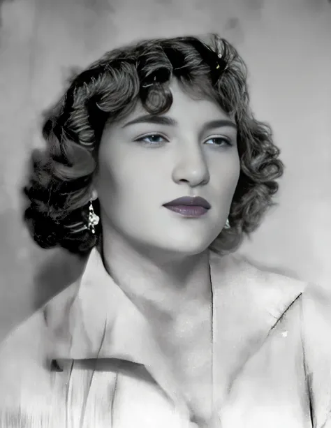 una foto en blanco y negro de una mujer de ojos claros con el pelo corto y detallado, a slight smile on his face looking at the camera, blanca alvarez, pila de cepillo, 1 9 3 0 s corte de pelo, inspirado por Ada Gladys Killins, foto de retrato, Jean Dupas,...