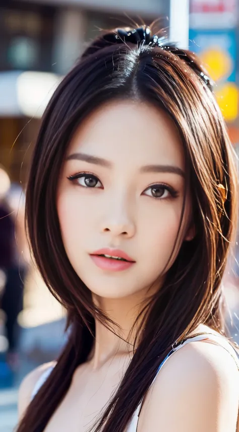 sharp focus: 1.2, beautiful woman with perfect style: 1.4, thin, colorful, city, Highly detailed face and skin texture, fine eyes, double eyelid