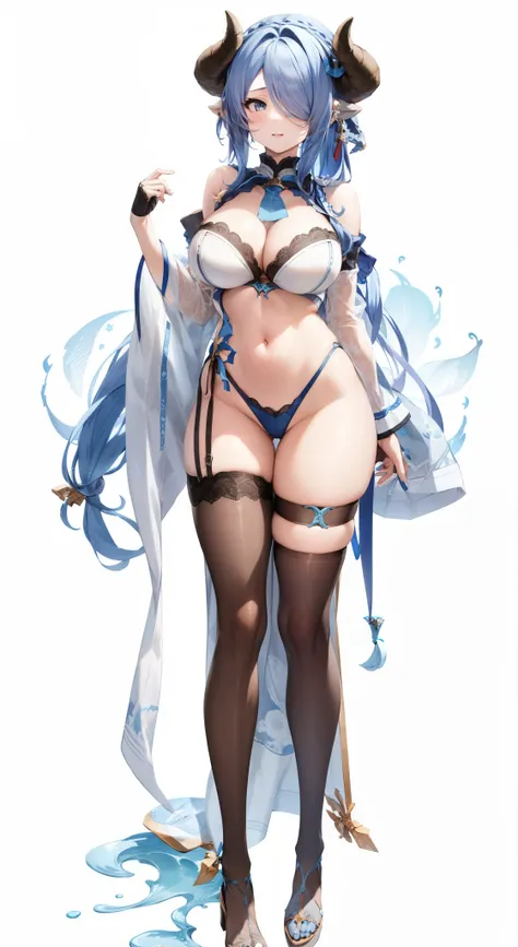 blue hair，teenage girl，Big breasts