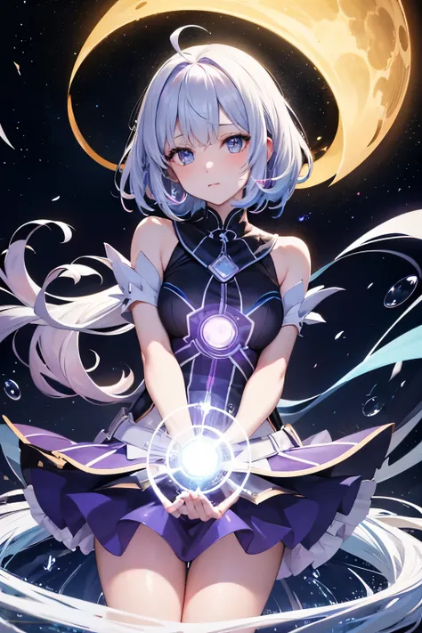 best quality, 32k, RAW photo, cute magical girl who can control darkness, control light, control water, control fire, control earth, and control wind, incredibly absurdres, extremely detailed, delicate texture, delicate, flashy and dynamic depiction, BREAK...