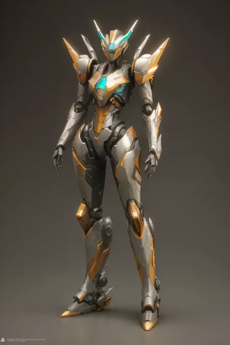 um close up de uma mulher em um terno com uma espada, girl with mecha cybernetic armor, mecha feminina, robot mecha female dragon head, sleek mecha female dragon head, biblical female android, terno mecha, trends in cg society, de um lindo warframe feminin...