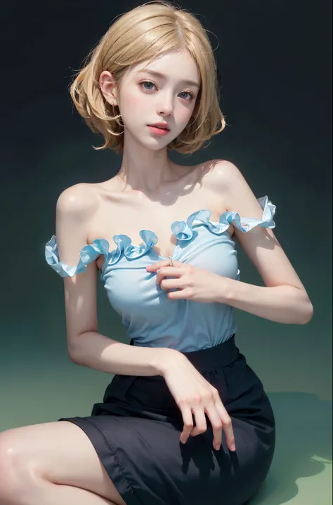 special clothes34,bare shoulders,shirt, (knee shot), (surrealism), (illustration), (resolution enhancement), (8k), (very detaile...