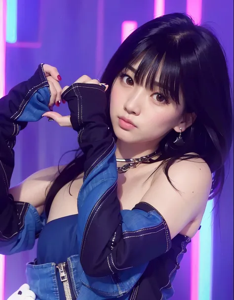 araffe asian woman in a denim dress posing for a picture, sun yunjoo, jinyoung shin, she has black hair with bangs, lalisa manobal, korean idol, lalisa manoban of blackpink, bae suzy, jaeyeon nam, iu, kim doyoung, portrait of jossi of blackpink, park ji-mi...