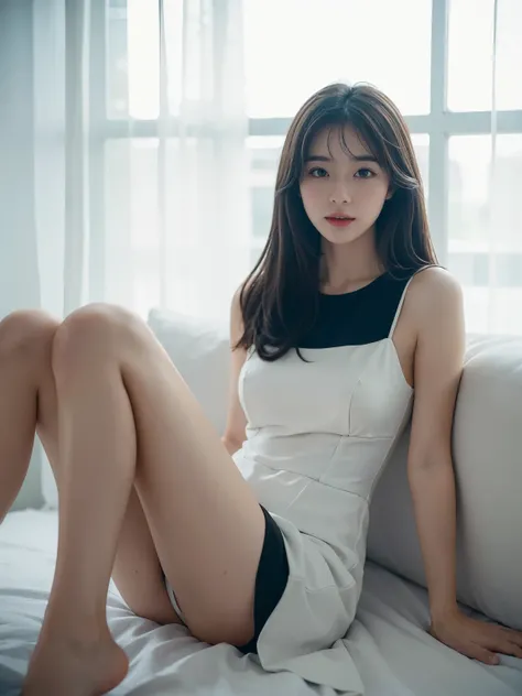 highest quality，super clear resolution，clear eyes，simple face，That&#39;s a perfect face，white skin，perfect breasts，with perfect legs，Black style dresses，random environment