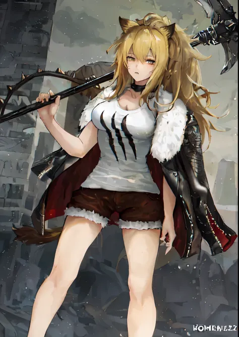 anime girl with a large axe in her hand and a white shirt, a very beautiful berserker woman, as a badass monster hunter, marisa ...