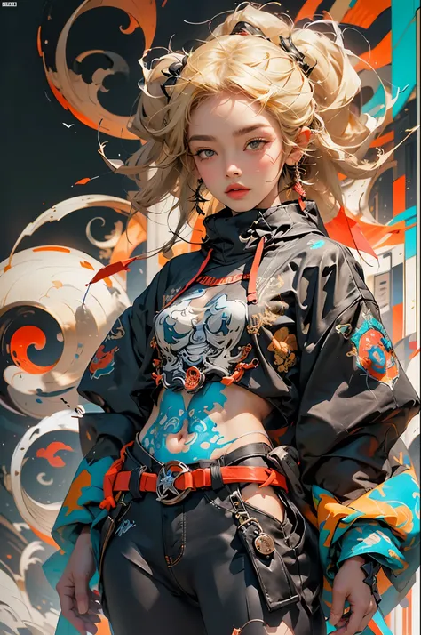 (absurdres, highres, ultra detailed), (1girl:1.3), twintails, blonde hair, BREAK , digital sculpture, 3D modeling, computer-generated forms, virtual art, cutting-edge technology, innovative design, futuristic creations BREAK , psychedelic art, vibrant colo...