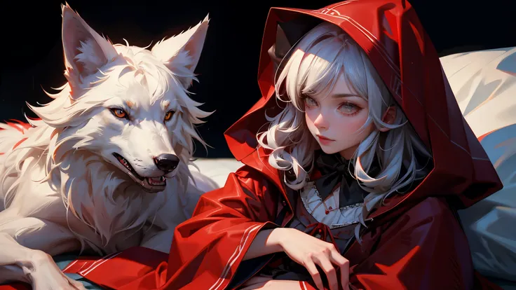 "so that i can see you better," said the wolf in bed, mimicking grandmother's voice in front of little red riding hood.