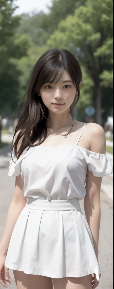 Shoulder-length straight hair sways in the wind + dress shirt, skirt,
(RAW photo, highest quality), (realistic, Photoreal:1.3), masterpiece, very delicate and beautiful, soft light, (brown hair, Shoulder-length straight hair sways in the wind), beautiful d...