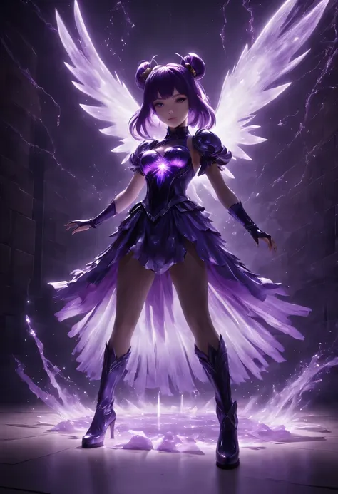 "Create hyper-verbose, best quality, High resolution masterpiece，Depicts shadow elements and magical girls radiating purple energy" perfect shade, High quality shadows, lifelike,