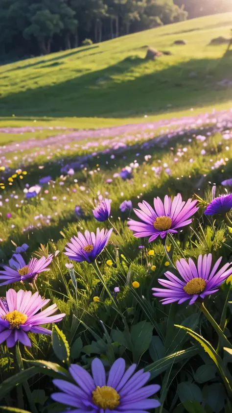 Wild flowers sparkling in the morning dew々