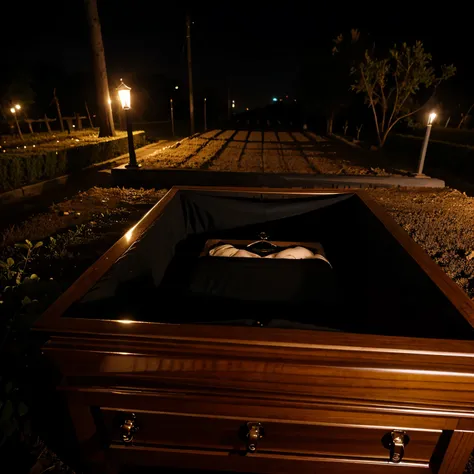 coffin in Funeral in raniy night