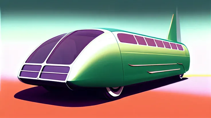 Aerodynamic futuristic concept bus, 1960s retro style