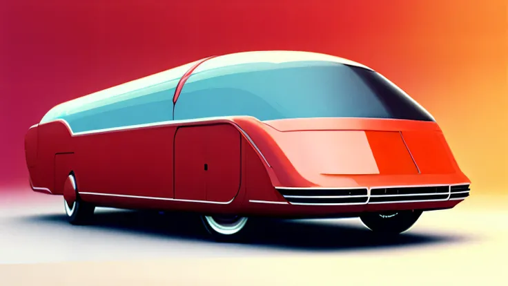 Aerodynamic futuristic concept bus, 1960s retro style