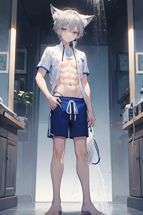 Wallpaper phone，masterpiece，best quality，8K quality，unparalleled clarity，best strokes，full body character，panoramic，telephoto lens， delicate face，Boys have very delicate fingers，sports student，Handsome boy，charming，10 years old，Shota，abdominal muscles（0.5）...