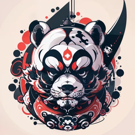 Panda head，Vector image, T-shirt design,