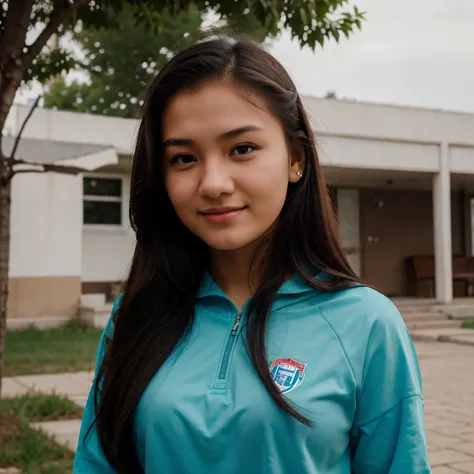 Beautiful uzbek student girl happy in America