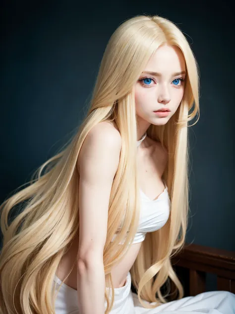 blue eyes、Long haired blonde posing for photo, long blond hair, long blond hair和大眼睛, very beautiful model, long Blonde hair and big eyes, pale porcelain skin, Blonde hair and big eyes, Long hair and eyes, portrait of kim petras, fair skinned persian girl, ...