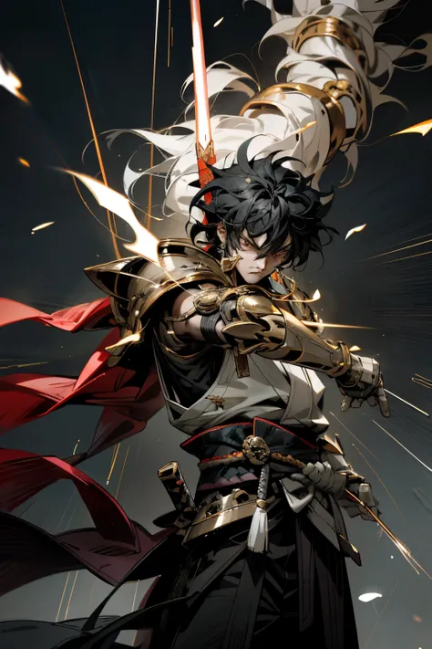 In this breathtakingly realistic image, a Saint Seiya samurai warrior is depicted in the midst of an epic battle against a menacing demon. With his super storm combo readied, he purses his lips, Focusing all of his energy and determination into this decisi...