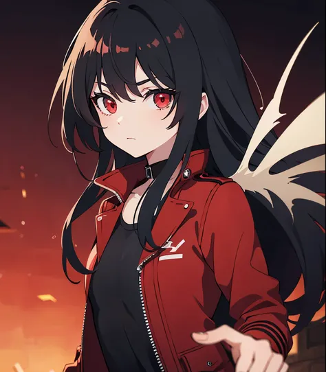 1girl, use red jacket, red killer eyes, dark room,detailed anime, high quality anime