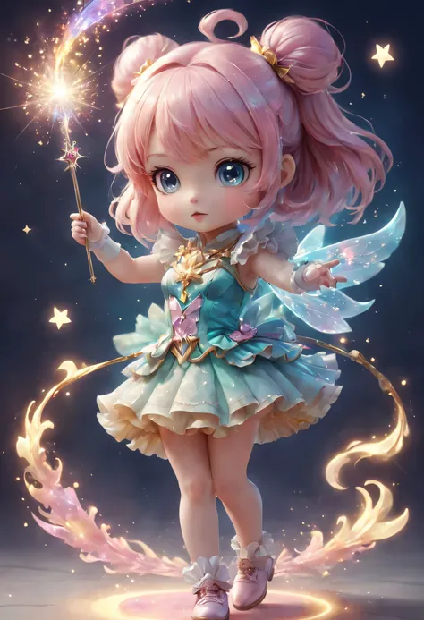 Photorealistic chibi art style,Magical girl,15 years old,Magical girlの衣装:be familiar with,magic effect,light,すごくlight, artistic, artist, Color art, Use of magic,fancy,fantasy,cute,最高にcute,最高masterpiece,masterpiece,3D,8K,Sparkling,rich colors,pastel colour,...