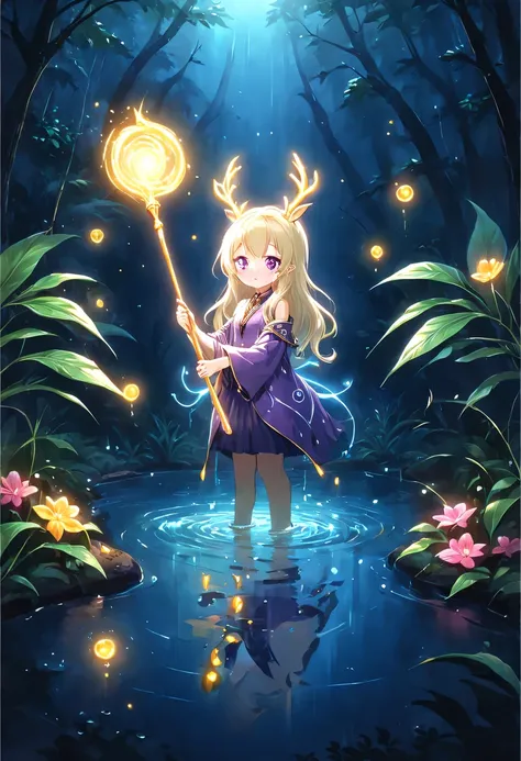 masterpiece，best quality，（Very detailed CG unified 8k wallpaper），（best quality），（Best Illustration），（best shadow），Very detailed pictures，entire character，photorealism，Surrealism，Girls casters，blonde，dark casters，Beautiful young conjurer wearing purple robe...