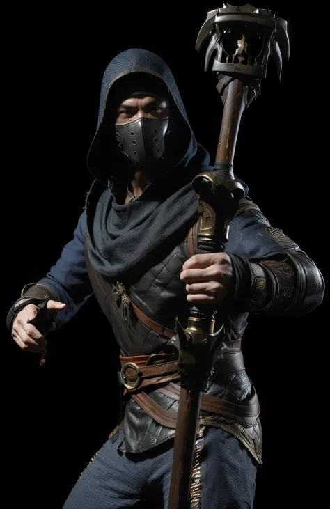 (masterpiece),(best quality:1.0),(ultra high resolution:1.0), kung jin, bad face , menacing look, metal mask, hood, ninja warrior, mortal kombat, closeup, 1 guy, detailed, face focus, asian face, 8k wallpaper, full body