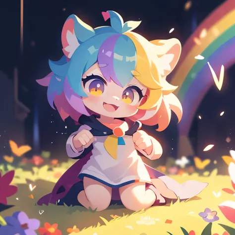 Sure thing! Heres a rainbow-inspired character you could create:

**Rainbowheart**

Rainbowheart is a bright and cheerful character who embodies all the colors of the rainbow. With rainbow-colored hair and clothes, Rainbowheart is a vibrant and positive pr...