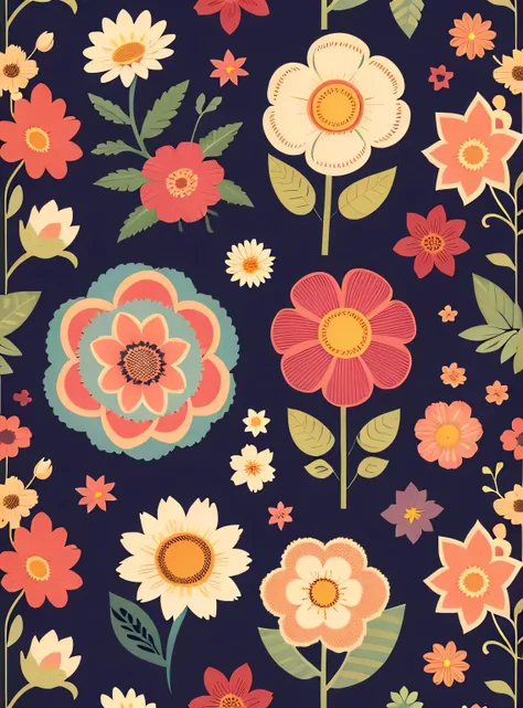 cottagecore, Flower patterns, 2D, Vetor  