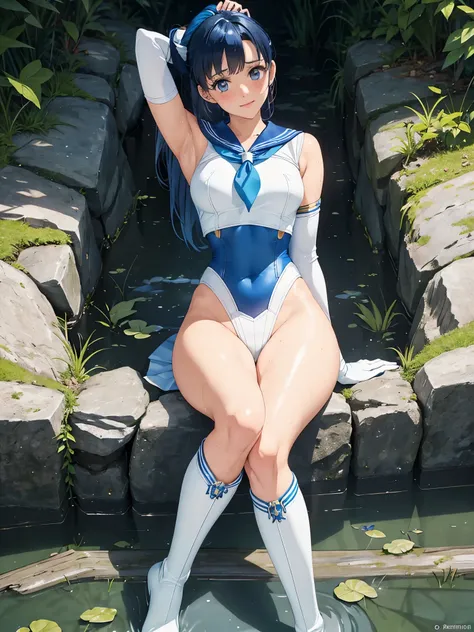 sailor mercury　transformation heroine of justice　enamel white leotard　enamel blue boots　wrinkled boots　enamel white gloves　ename...