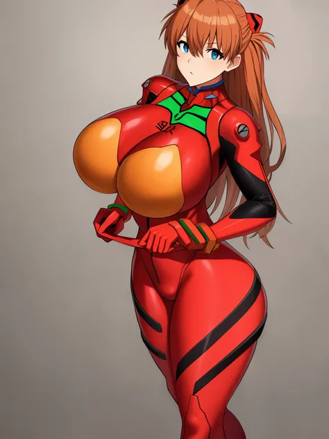 ソウルAsukaラングレー, Huge_chest, Are standing, alone, Asuka_red_plug suit, masterpiece, highest quality, detailed face, fine eyes, High resolution,