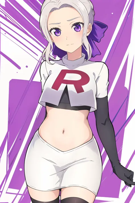 ((best quality)),((highly detailed)),masterpiece,absurdres,detailed face,beautiful face,(detailed eyes, deep eyes),(1girl),((dynamic pose)), shino, 1girl, solo, purple eyes, looking at viewer, fairy background, ribbon, hair ribbon, purple ribbon, white hai...