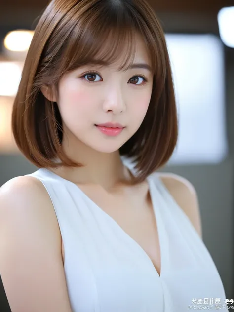 ((cute日本の女の子、beautiful japanese girl、1 girl、19 years old、ponytail、Highly detailed face and skin texture、super detailed face、highly detailed eyes、Lee Hong、blush、close-up of woman、front、cute、Highly detailed face and skin texture、smooth white skin、Transparent...