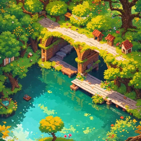 (best quality,4k,8k,highres,masterpiece:1.2),pixel art,bridge