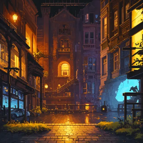 (best quality,4k,8k,highres,masterpiece:1.2),pixel art,street,city light,bridge