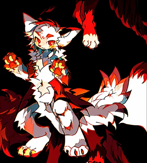 Anime cat with red eyes and paws, vampire white fox, female Ferson, Ferson!!!!, wolf Ferson, Holo is a wolf girl, Neferpitou, Ferson art, Can be used all over the body, furaffinity Ferson, Kanno, human wolf, Real orange fur, bushy tail，furry puppy