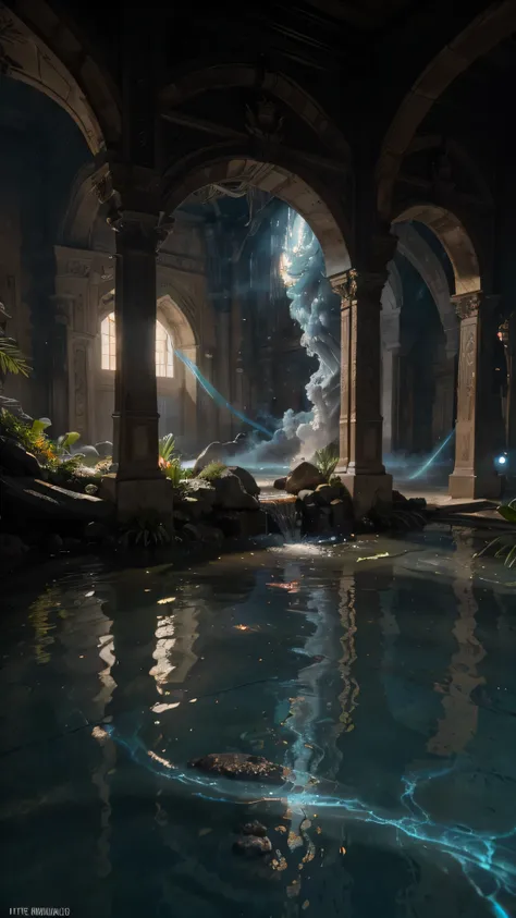 raw photo, (((colored realistic smoke, intertwined into one)))powerful cave with many electrical discharges,colorful curls of smoke intertwine with each other,, Clear Focus, smoke in a well-lit cave with tropical plants, ultra-high quality, ultra detailed ...