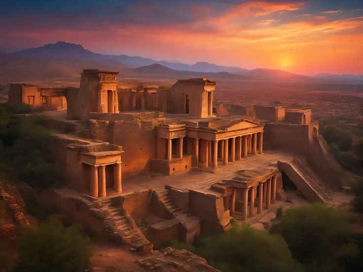 Ancient city at sunset